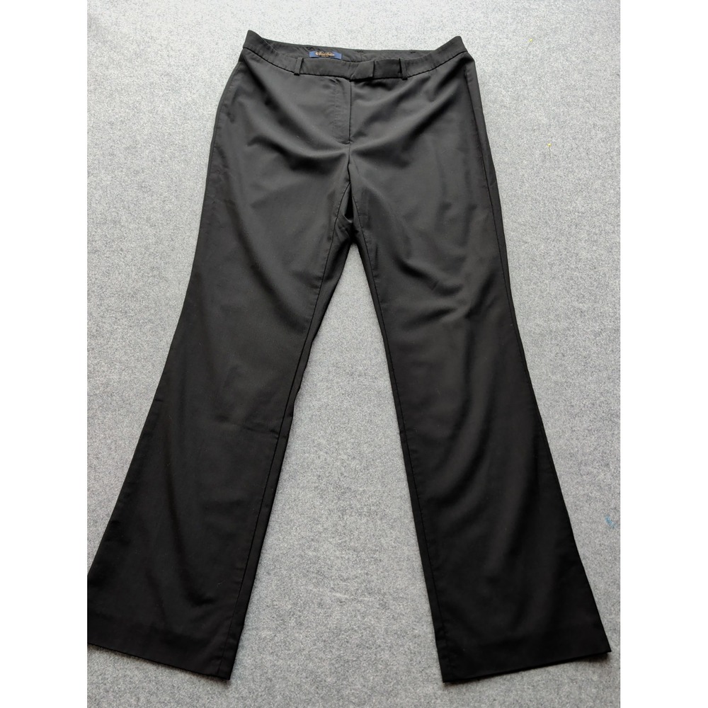 Brooks Brothers Dress Pants Womens 12 Black Wool Comfort Flat Front Straight Leg